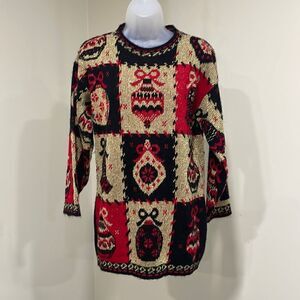 NWOT VTG Dana Scott Christmas Ornament Oversized Sweater.  Size S small 4/6